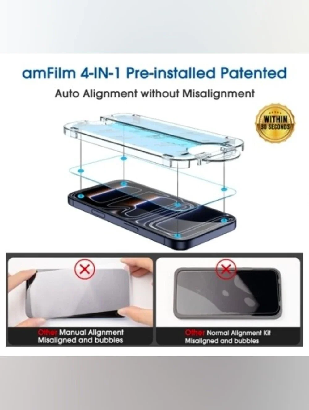 amFilm OneTouch Screen & Cam Protector for iPhone 17 Pro Max (2+4 Pack)